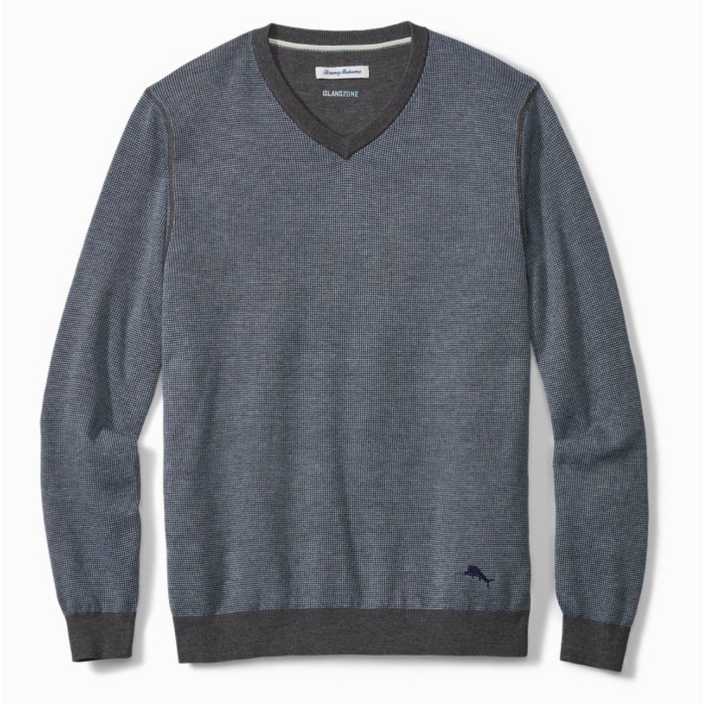 Tommy Bahama Island Fairway Birdseye IslandZone Blue Sweater men’s size large